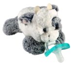 RaZbaby JollyPop Pacifier, Holder w/ Detachable Baby Pacifier, Stuffed Animal RaZbuddy, All Ages 0M+, 100% Medical Grade USA Made Silicone Pacifier, Machine Washable, Textured & Easy to Hold – Dragon